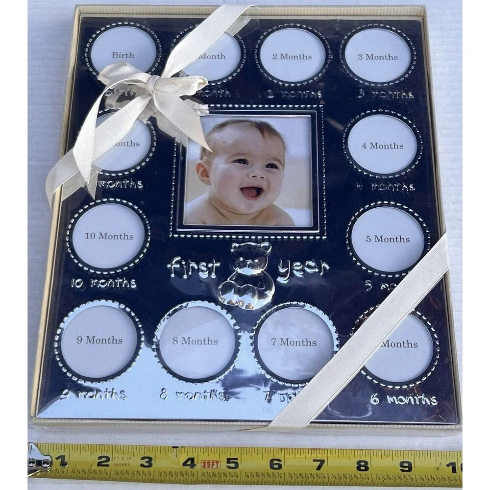 Child of Mine by Carter’s First Year Baby Photo Frame 12 Month Silver Teddy Bear